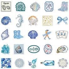 50pcs/Pack Blue Ocean Aesthetic Graffiti Stickers, Coastal Girl Stickers Suitable For Water Bottles, Laptops, Skateboards, Vibrant Aesthetic Graffiti Set For Journals, Scrapbooking, Party Supplies, Great For Winter, New Year