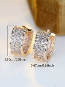 1 paire de boucles d'oreilles élégantes en créoles avec zirconium blanc micro-pavé - bijoux de luxe pour mariage, fête et usage quotidien - accessoire durable et étincelant