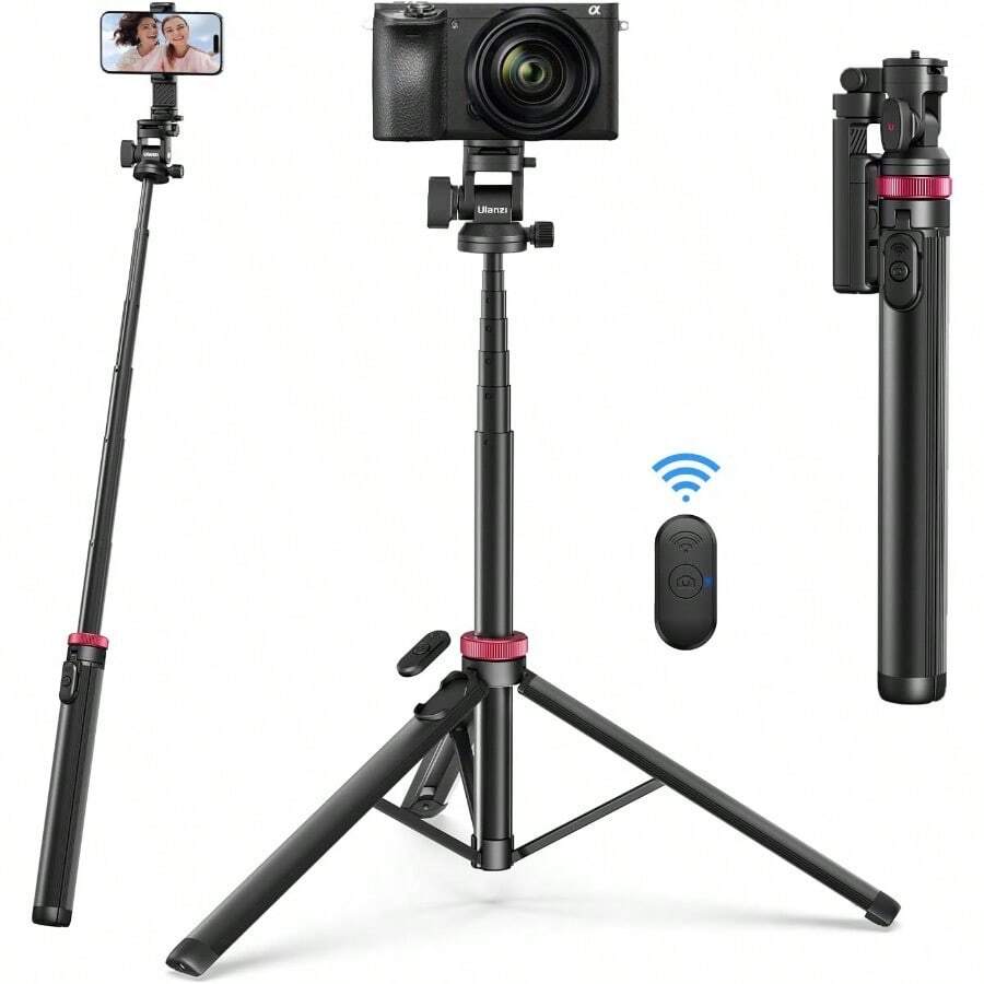 自拍杆和三脚架云台，适合暑假、旅行、户外活动、直播、稳定录制的自拍杆 - 沒有任何 - 查看 1