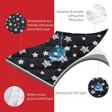 Crib Mattress Protector Waterproof 2 Pack, Quilted Crib Mattress Pad Cover 52" X 28" Extra Soft Breathable Toddler Bed Cover Stretch Up To 8", Grey &Amp; White Star - Black Star - View 4