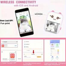 Impresora de etiquetas mini, impresora térmica de bolsillo mini con 5 rollos de papel, impresora sin tinta compatible con Android e iOS, impresora mini para notas de estudio, fotos, memorandos, diarios, viajes - Multicolor - Ver 5