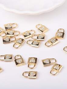 10 chiếc/gói Phụ kiện mặt dây chuyền hình ổ khóa vàng đính kim cương, dùng làm vòng cổ, móc chìa khóa, vòng tay thủ công - Khóa - Xem 2