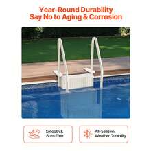 Swimming Pool Ladder, 4-Step Double Handrails Stairs With Non-Slip Heavy Duty Steps, Max Load Capacity 400 Lbs, For 48-54 In Inground & Above-Ground Pools Of Any Decking Surface, Milk White - Milk White - View 5