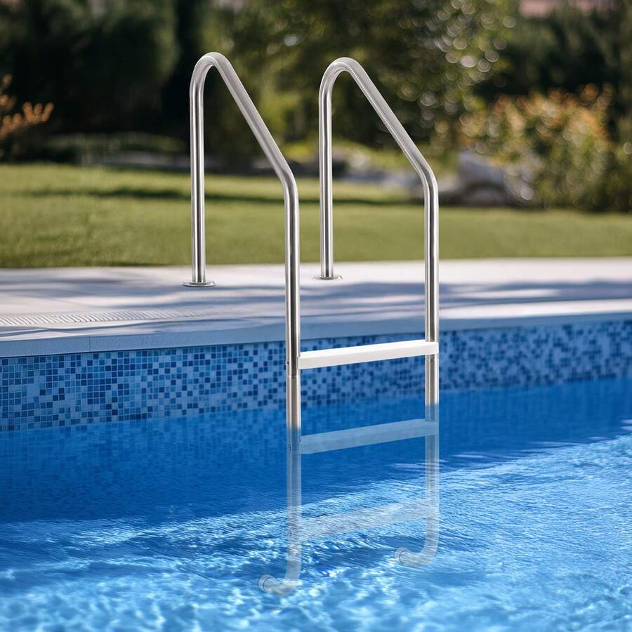 Swimming Pool Ladder, 3-Step Double Handrails Stairs With Non-Slip Heavy Duty Steps, Stainless Steel Load Capacity 265 Lbs, For 48-54 In Inground Pools Of Any Decking Surface Indoor & Outdoor - 3-step 265 Lbs - View 1