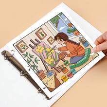 《女孩时光》涂色书1册：22*21厘米，返校必备，舒缓压力，激发想象力，家居绘画系列。带有可移除的横线，方便收藏。适合成人和青少年，包含可爱温馨的日常活动，帮助放松身心（温暖空间涂色）。涂色书不含马克笔。返校必备学习用品。 - 彩色 - 查看 10