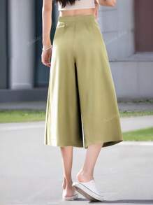 Pantalones capri de pierna ancha y holgados con bolsillo y unicolor para mujer, aptos para uso diario, casual, al aire libre y vacaciones