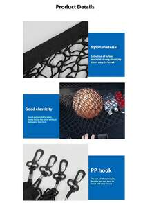 1pc Car Trunk Storage Net Bag, Luggage Organizer Net Pouch For Vehicle Rear Cargo Holder For Women Storage Organizer Travel Essentials Back To School Dormitory Storage - Black - View 6