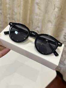 1 件男士休闲复古方形小框眼镜，适合日常佩戴、夏季海滩、街拍 - 黑框灰片 - 查看 5