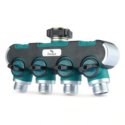 2 Wayz 4 Way Garden Hose Splitter Heavy Duty Water Tube Manifold 4 Way Hose Connector Spigot Splitter Faucet Divider Outdoor Modern Summer Essential Daily Pick