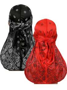 Men's Silk Durag Print Wave Cap, Fashion Headwrap, Comfortable & Breathable For Running, Cycling, Hiking, Camping, Casual Pirate Hat Pirate Hat Pirate Costume