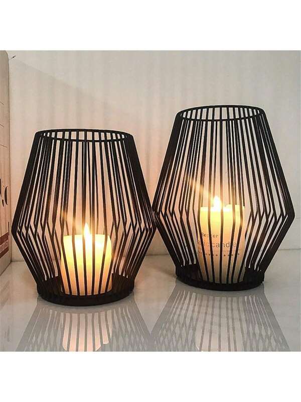 Black Home & Wedding Decor, Rhombic Wire Candle Holder, Large/Small Size