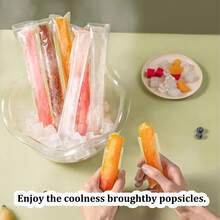 50/100pcs Disposable Transparent Ice Popsicle Bags DIY Ice Cream Pops Fruit Juice Smoothies Yogurt Mold Bag With Zipper Kids Ice Lolly Bag - Multicolor - View 2
