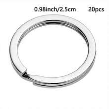 50/20 piezas Anillos para llaves, colgantes de llavero, ganchos planos para llavero, accesorios de anillo de llave (2,5 cm, 3,0 cm) - Plateado - Ver 11