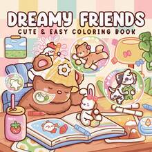 "Little Friends", "Pet Moments", "Dreamy Friends", "The Little Cat" | Puzzle & Stress Relief | Adult Coloring Book.Including Fantasy And Cute Pet Moments: Little Animals Walking Under Flowers, Fishing By The Stream And Other Cozy Scenes.The Patterns Are Exquisite And The Lines Are Clear.Perfect As Graduation Season Or Children's Day Gifts.(Recommended For Use With A Painting Pad)Back To School.School Supplies - White - View 8