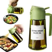 Thickened Portable Sprayer With Atomizer Dropper Oil Pot Kitchen Household Integrated 2 In 1 Oil Bottle And Cooking Sprayer Automatic Flip Cover Large Capacity Automatic Glass Bottle - Green - View 1
