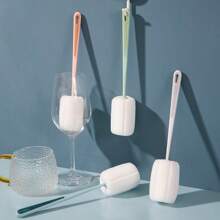 1 pieza Cepillo para taza, cepillo de limpieza para botellas para lavar tazas, cepillo de mango largo para la limpieza de tazas, quitador de manchas de té, cepillo pequeño de esponja