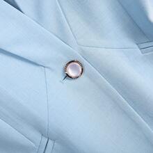 2025 Summer Women"S Thin Casual 3/4 Sleeve Blue Blazer