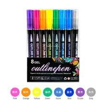 Double Line Outline Pens, Highlighter Pen Self-Outline Metallic Markers Glitter Writing Drawing Pens For Card Writing, DIY Art Crafts Gift School Supplies, Back To School