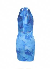 WOWDARK 女士夏季扎染印花露背吊带修身沙滩度假连衣裙