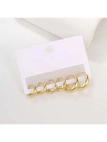 6PCS Simple Gold Plated Copper Metal Minimalist Invisible Hoop Earrings For Girls Glossy Small Geometric Circle Hipho(Size Pls Refrence Picture Show Size And Received Products)