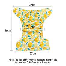 1pc Lemon Print Reusable Cloth Diaper, Baby Training Pants, Soft Thermal Lined, Breathable, Skin-Friendly - Multicolor - View 3