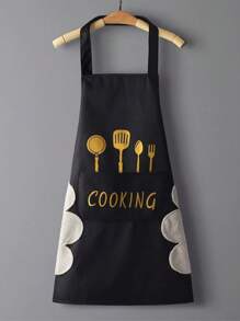 1 pieza Delantal impermeable y resistente al aceite unisex, adecuado para cocina moderna en el hogar, se puede usar en la cocina, baño y el hogar. Patrón de logotipo aleatorio (Arcoíris o Cactus), Bolsillo aleatorio (1 o 2), Color de tira para el hombro aleatorio (Negro o Blanco), Cabeza de ciervo pequeña aleatoria (Roja o Blanca)