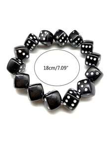 1pc Acrylic Dice Beads Stretch Bracelets Jewelry Accessories For Men Funny Game Lucky - Beaded Bracelet - View 5