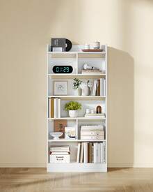 Bookcase, Bookcase, With 6 Compartments, Storage Shelf, Standing Shelf, For Living Room, Office, Bedroom, 24 X 80 X 170 Cm, White - trắng - Xem 3