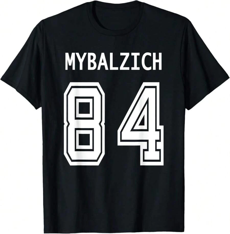 Sports Player Mybalzich 84 Funny Adult Lightweight Cotton T-Shirt - Black - View 1