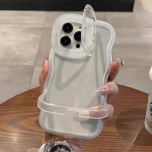 Funda de teléfono transparente de unicolor simple de TPU con soporte dual invisible compatible con Apple 11/12/13/14/15/16/ProMax/Pro/Plus, cubierta protectora de teléfono a prueba de caídas, a prueba de agua, a prueba de golpes y resistente a los arañazos