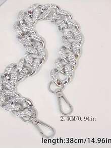 亚克力装饰手提包肩带铝合金扁平链条带配金属扣 15 英寸手提包链条带替换钱包手拿包手柄金属钱包链条包腕带适用于钱包手提包 DIY 工艺品 - 彩色 - 查看 4