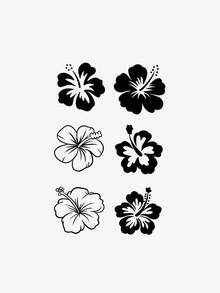 1 件可水洗临时纹身贴纸，Y2K 风格精致花卉和叶子图案，防水防汗，适合日常使用 - 黑色 - 查看 5