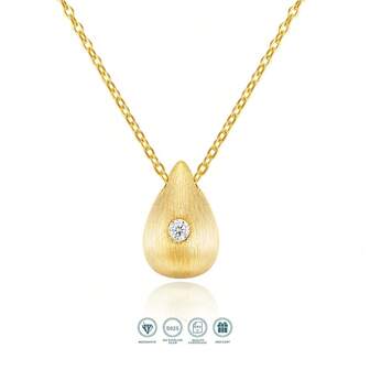 1pc Moissanite Pendant Necklace, 925 Sterling Silver 18K Gold Plated Teardrop Design, Low Allergy, Gift For Birthday, Mother's Day, Christmas, Graduation, Comes With GRA Certificate, Passable Tester Pen