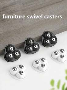 4pcs 360 Degree Swivel Casters With Triple Ball Bearings, Quiet And Durable, Screwless Mounting, Suitable For Home Furniture Hardware