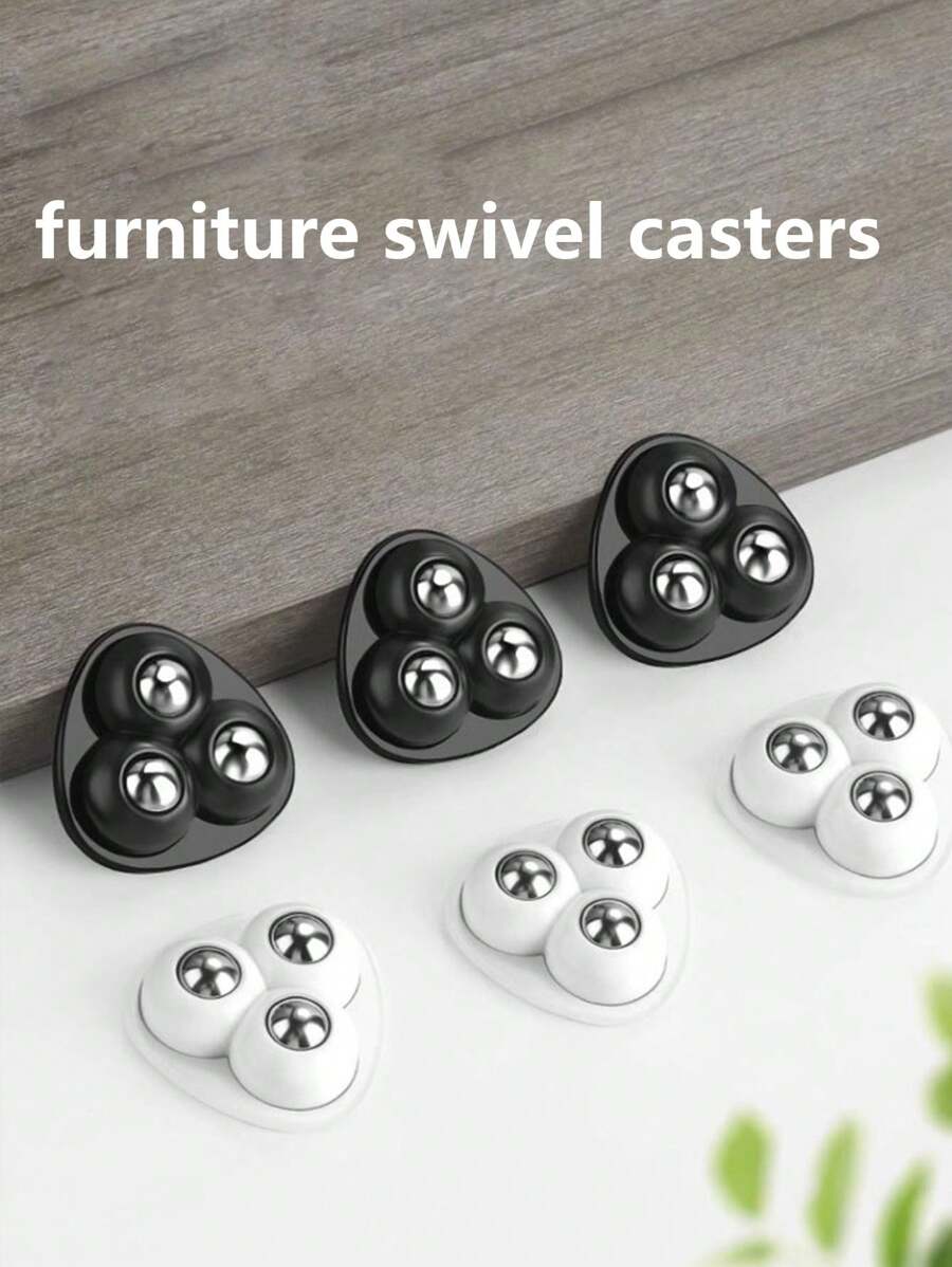 4pcs 360 Degree Swivel Casters With Triple Ball Bearings, Quiet And Durable, Screwless Mounting, Suitable For Home Furniture Hardware
