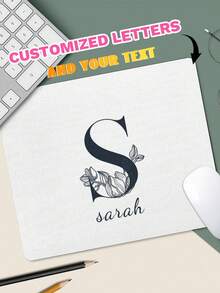 1pc Customized Mouse Pad - 26 Letters Available, Design With Your Text - Non-Slip, Durable Stitched Edges, Natural Rubber - Suitable For Office, Advertising, Computer Work, Gaming, Anime, Christmas, Easter, Halloween, Wedding, Mother's Day, Father's Day, Valentine's Day, New Year And Thanksgiving Gifts - Multicolor - View 3