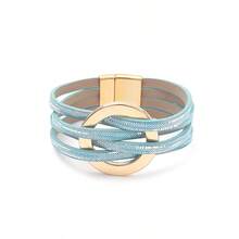 1 Pc Women Simple Leather Strap Crossed Bracelet - Fashionable Everyday Multifunctional Summer Vacation Boho Style Bracelet, Beach Holiday Travel Essential, Stackable, No Gift Box - Blue - View 12