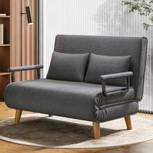 Asofer 2-Seater Sofa Bed With Bed Function, Armchair With Bed Function With Adjustable Backrest And 2 Pillows, Armchair With Sleep Function For Small Apartment - 深灰色 - 查看 3