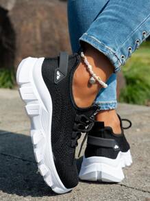 Zapatillas deportivas casuales de unicolor, zapatillas de correr versátiles para exteriores para adolescentes, ligeras para primavera/otoño
