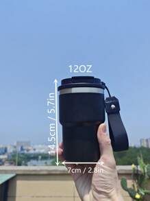Taza de acero inoxidable aislada de 12 oz con diseño minimalista, taza de auto portátil con cordón, taza para helado, taza de café con doble capa al vacío, personalizada en un paquete