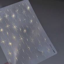 1 pieza Decoración de uñas de estrella dorada o plateada con láser, brillo de colores rosados, cristal brillante con relieve para manualidades de arte de uñas