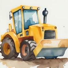 Cartoon Bulldozer Bagger Baufahrzeuge Wandkunst Drucke für Kinderzimmer, Babyzimmer (ungerahmt)