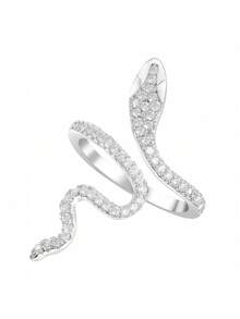 Adjustable Sparkling Crystal Snake Ring – Elegant Open Coil Design With Dazzling Cubic Zirconia Stones, Chic Serpent Shape That Wraps Around The Finger, Comfortable & Flexible Fit For Various Finger Sizes, Adds Mystique & Glamour To Any Outfit, Perfect For Everyday Wear, Parties, Special Occasions & Fashion Events – Ideal Gift For Women & Teen Girls Who Appreciate Unique Jewelry - 彩色 - 查看 2