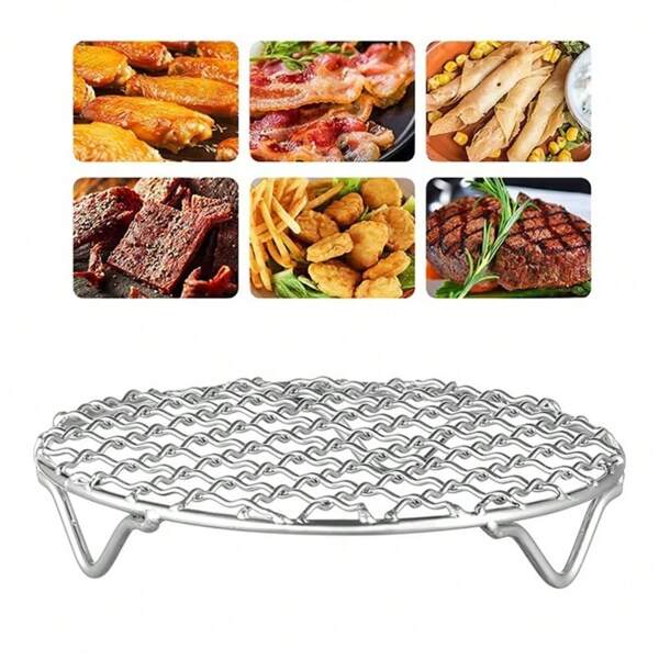 Rejilla redonda apilable de acero inoxidable para freidora de aire, parrilla, barbacoa, con pies para enfriar, para hornear al vapor, para horno, olla a vapor y cocina en el hogar