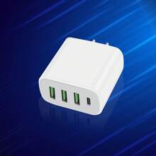 4-Port USB-C Wall Charger With Fast Charging Cube – Multi-Device Power Adapter Compatible With Iphone 16/15/14/13/12 Pro Max & More Suitable For Multiple People Charging, Multiple Devices Charging, Home Charging Needs, And Office Desks Phone Charger Multi-Port