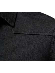 Men's Casual Shirt, Lightweight And Casual, Slim Fit Long-Sleeved Shirt, Spring And Autumn Styles With Adjustable Collar. - màu đen - Xem 9