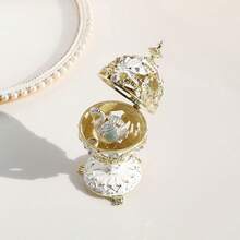 SIQIZHOU 1pc Russian Easter Egg Decorated With Metal & Rhinestone, Jewelry Box, Home Decor, Swan Egg Ornament, Jewelry Box, Ring Box, Earring Box - Multicolor - View 6