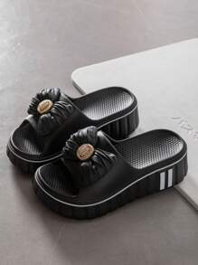 Chinelos de Solado Grosso, Design Minimalista Estilo Coreano, Novas Sandálias de Praia Casuais de Moda Verão para Mulheres com Salto Alto, Anti-Derrapante e Resistente a Odores