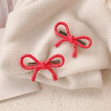 2pcs Minimalist Polka Dot Pink Bow Claws, Versatile Fashion Claw Clips, Cute Hair Accessories For Bangs & Flyaways