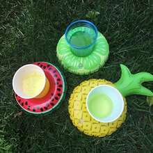 1pc Floating Cup, Inflatable Water Over Floating Beverage Cup Holder, Swimming Pool Inflatable Water Over Coaster, Pineapple Donut Shaped Floating Coaster, Inflatable Beverage Cup Swimming Pool Floating Bracket, Beach Essentials, Beach Accessories - Multicolor - View 4